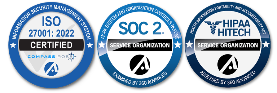 ISO 27001, SOC 2 Type II, HIPAA, PCI DSS compliance
